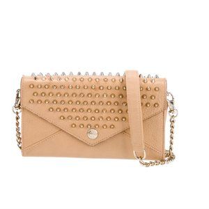 rebecca minkoff studded beige wallet crossbody bag
